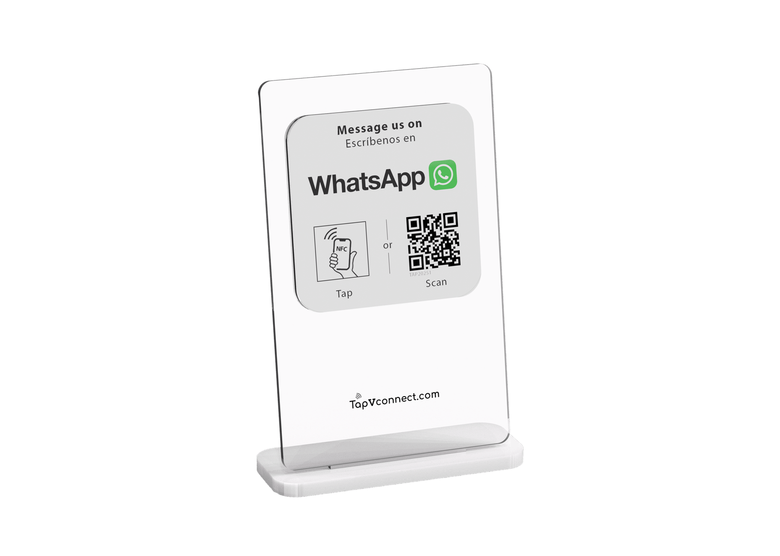 WhatsApp Stand with QR code and NFC for business counter